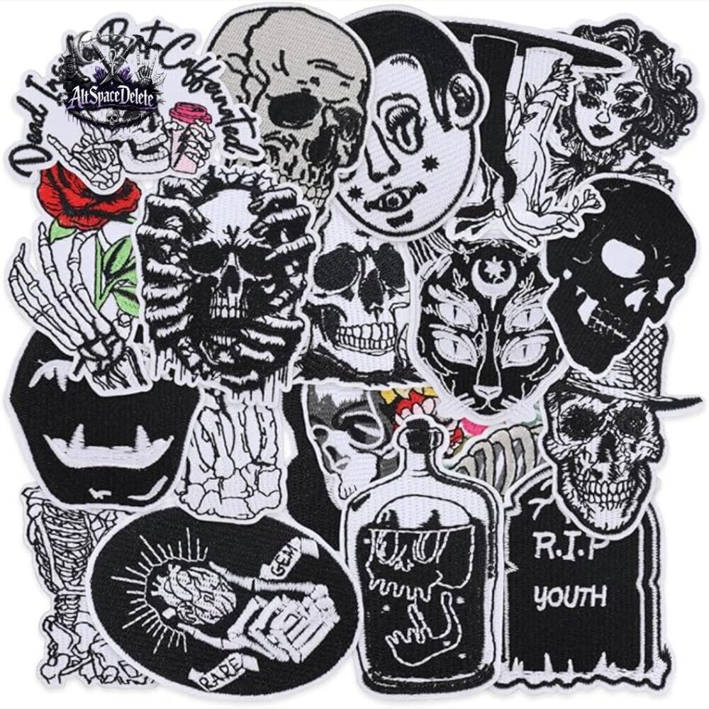 20 PC Gothic Embroidered Iron On Patches for DIY Clothing Decor